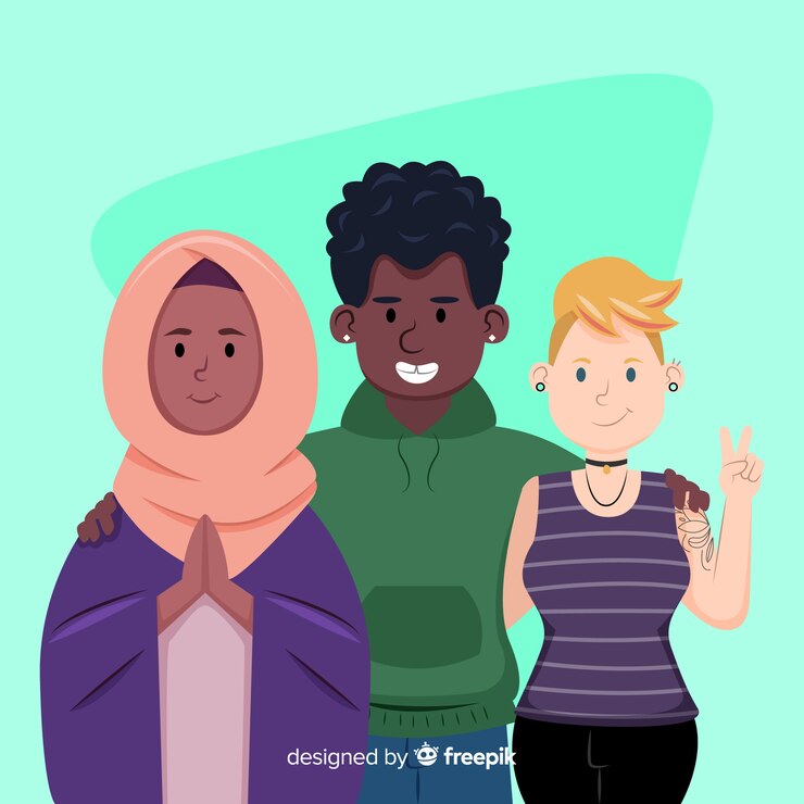 Vector Gratis latar belakang kelompok multiras