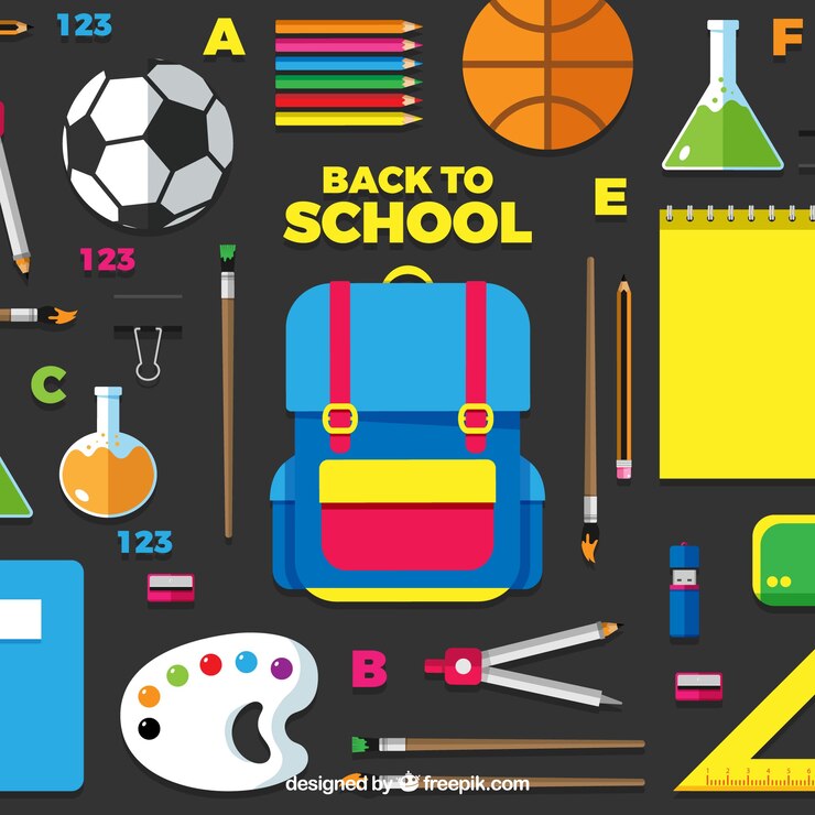 Vector Gratis latar belakang kembali ke sekolah dalam gaya datar