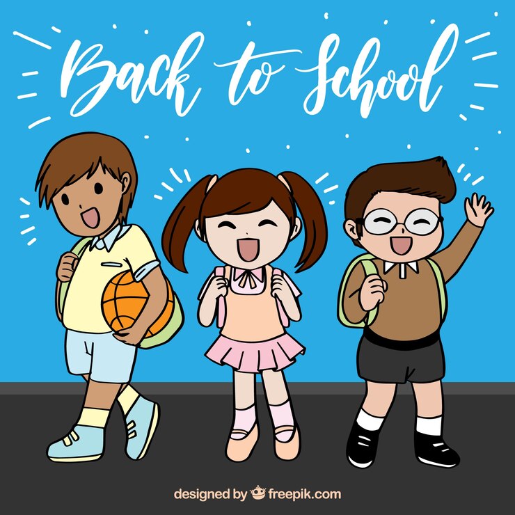 Vector Gratis latar belakang kembali ke sekolah dengan anak-anak bahagia