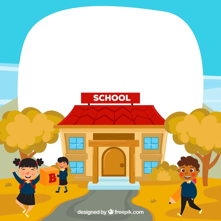 Vector Gratis latar belakang kembali ke sekolah dengan siswa yang bahagia