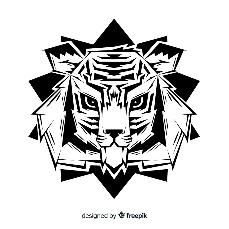 Vector Gratis latar belakang kepala harimau digambar tangan