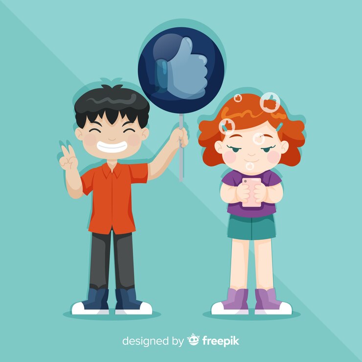 Vector Gratis latar belakang konsep media sosial orang muda yang digambar tangan
