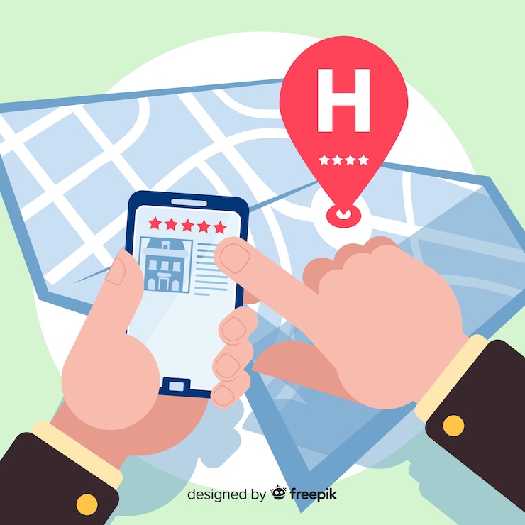 Vector Gratis latar belakang konsep pemesanan hotel datar