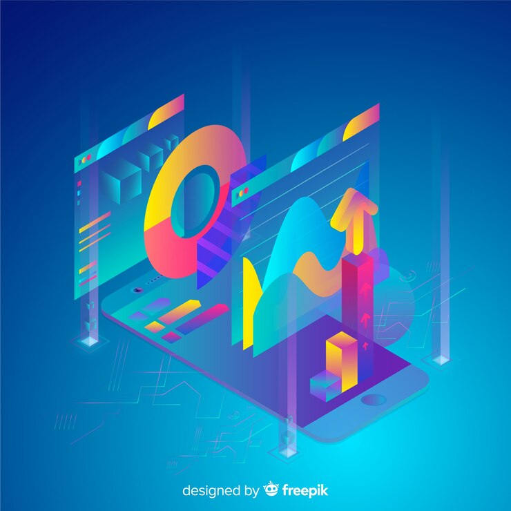 Vector Gratis latar belakang konsep visualisasi data isometrik