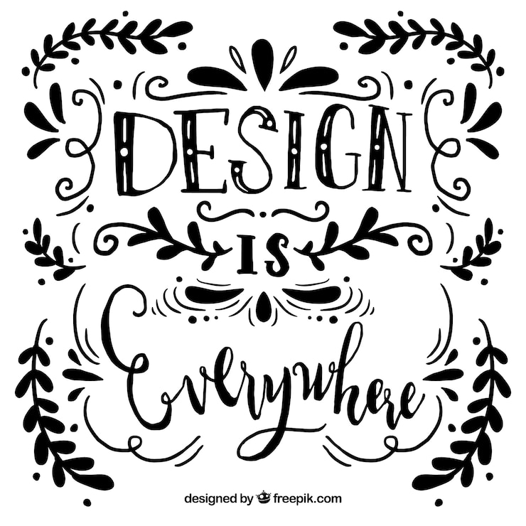 Vector Gratis latar belakang kutipan desain grafis dengan tulisan tangan dan ornamen