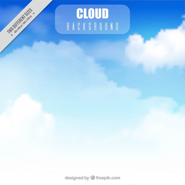 Vector Gratis latar belakang langit biru dengan awan realistis