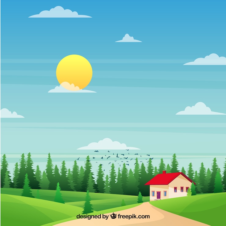Vector Gratis latar belakang lanskap musim semi