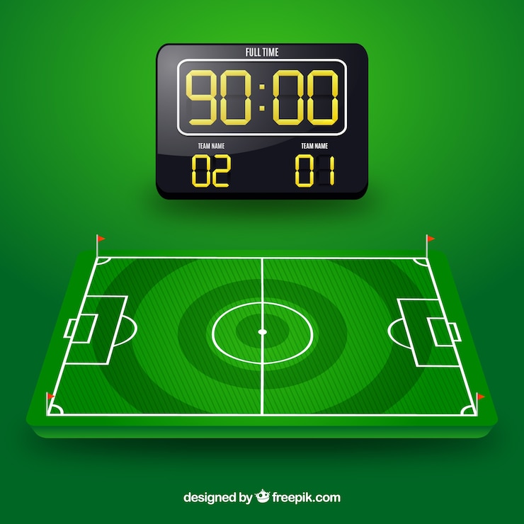 Vector Gratis latar belakang lapangan sepak bola dengan papan skor
