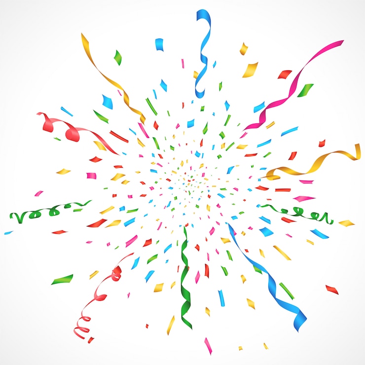 Vector Gratis latar belakang ledakan confetti dan streamer