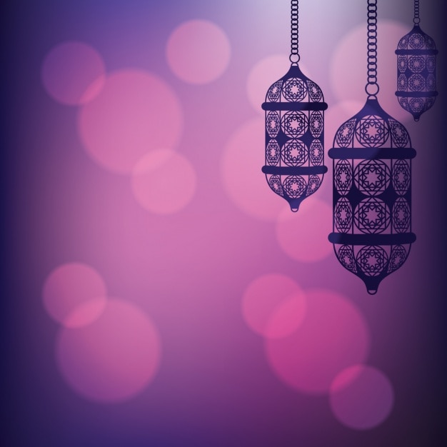 Vector Gratis latar belakang lentera arab ungu
