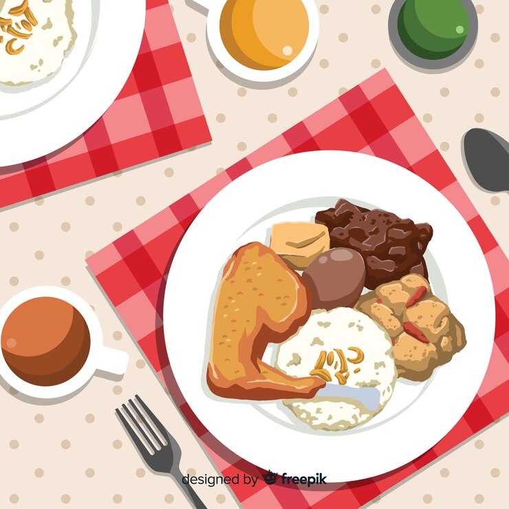 Vector Gratis latar belakang makanan datar