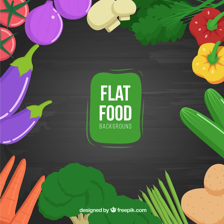 Vector Gratis latar belakang makanan lezat dengan sayuran