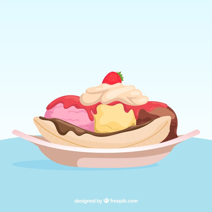 Vector Gratis latar belakang makanan penutup lezat dengan es krim