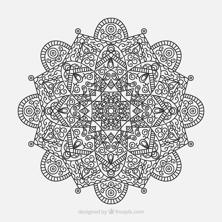 Vector Gratis latar belakang mandala dalam gaya linier