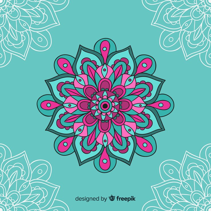 Vector Gratis latar belakang mandala dekoratif digambar tangan