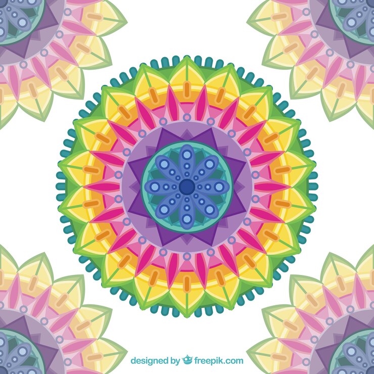 Vector Gratis latar belakang mandala penuh warna