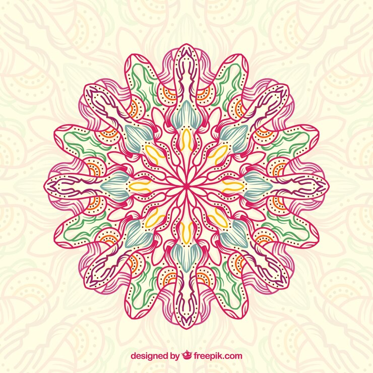 Vector Gratis latar belakang mandala penuh warna