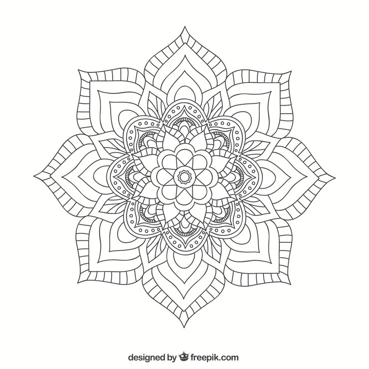 Vector Gratis latar belakang mandala warna linier