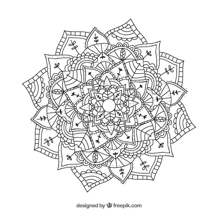 Vector Gratis latar belakang mandala warna linier