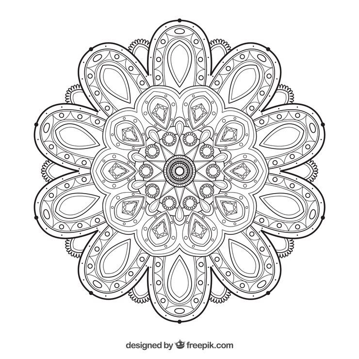Vector Gratis latar belakang mandala warna linier