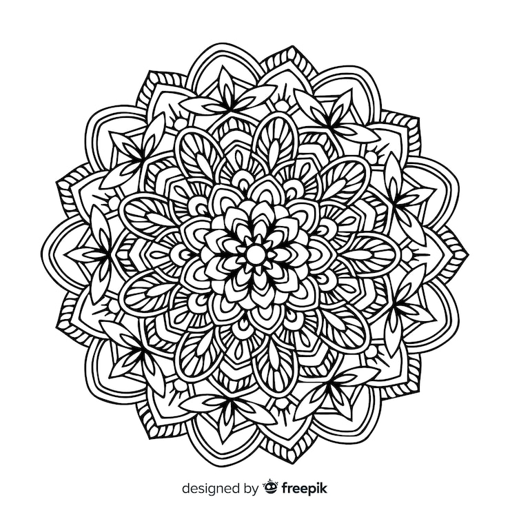 Vector Gratis latar belakang mandala warna linier