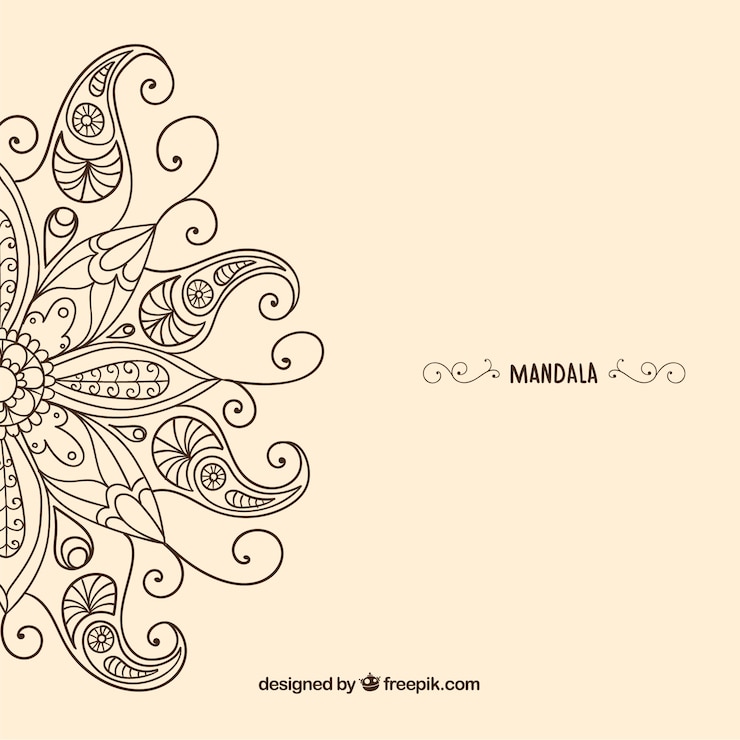 Vector Gratis latar belakang mandala yang digambar tangan