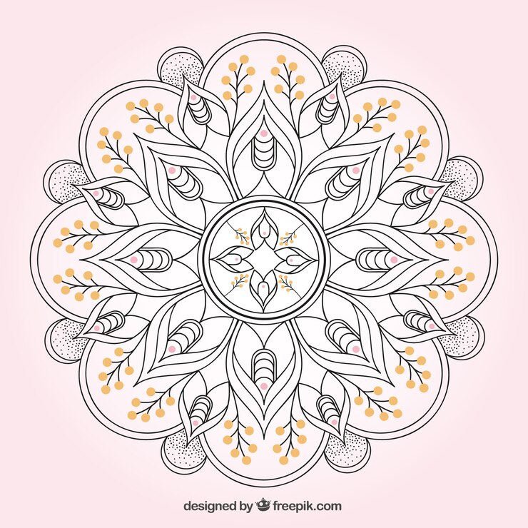 Vector Gratis latar belakang mandala yang digambar tangan