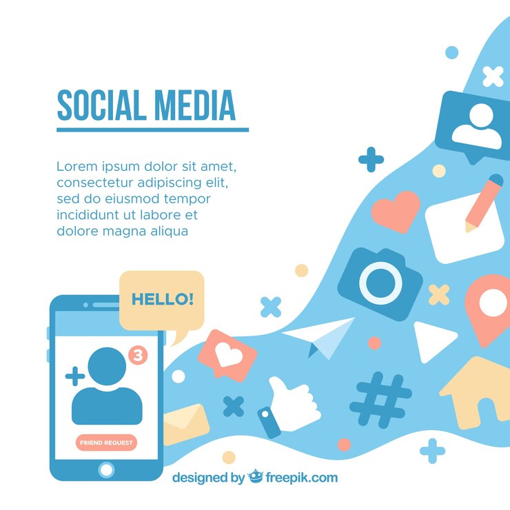 Vector Gratis latar belakang media sosial dengan desain datar