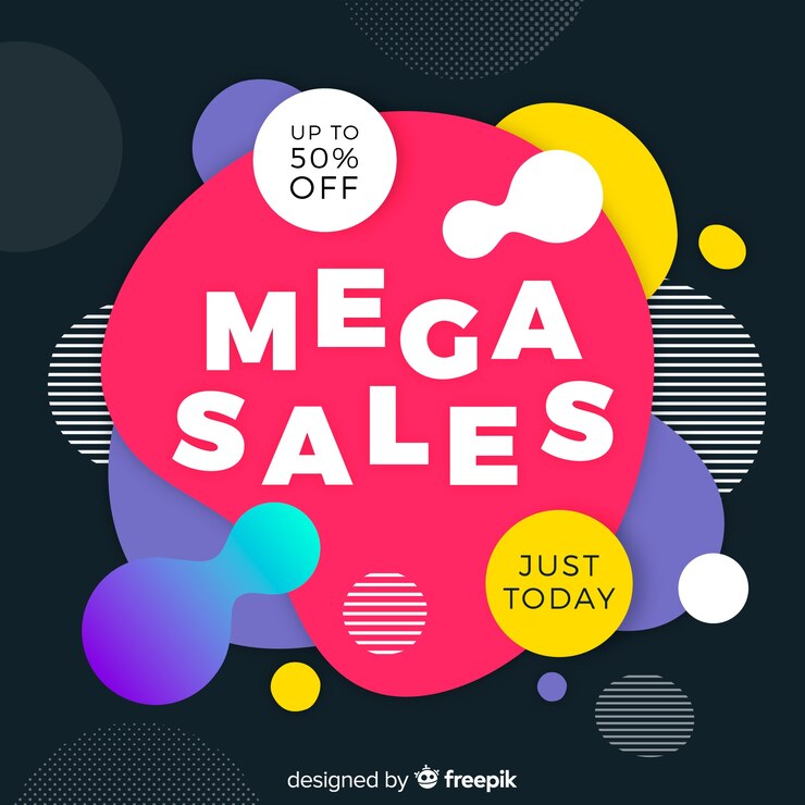 Vector Gratis latar belakang mega penjualan dengan bentuk abstrak