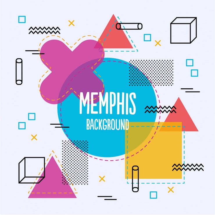Vector Gratis latar belakang memphis penuh warna