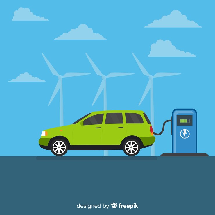 Vector Gratis latar belakang mobil listrik