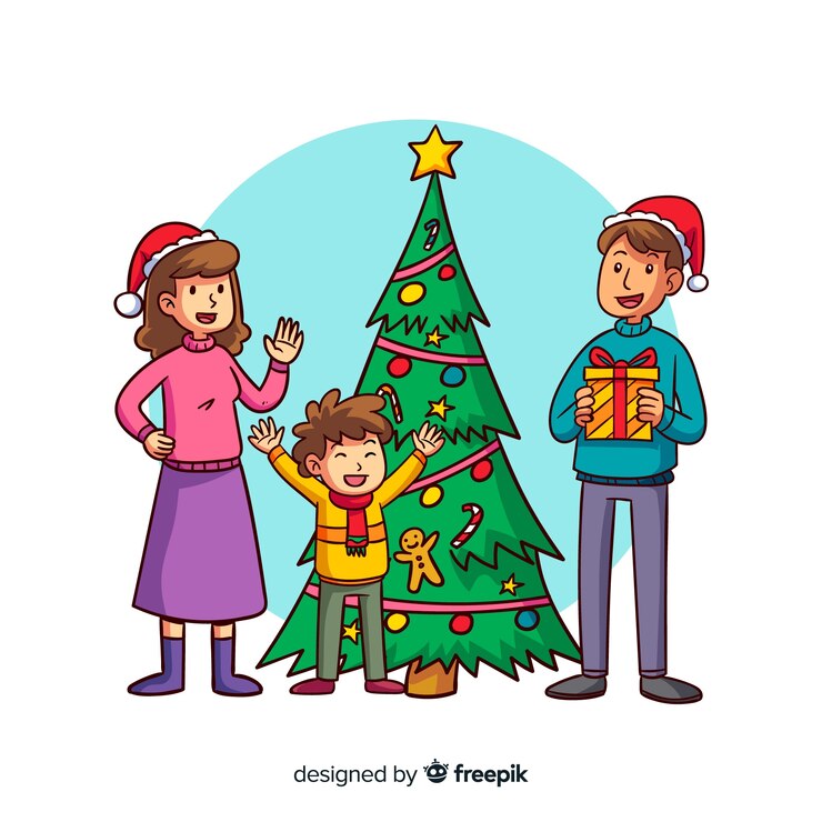 Vector Gratis latar belakang natal digambar tangan yang indah