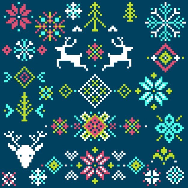 Vector Gratis latar belakang natal piksel