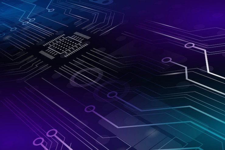 Vector Gratis latar belakang neon papan sirkuit