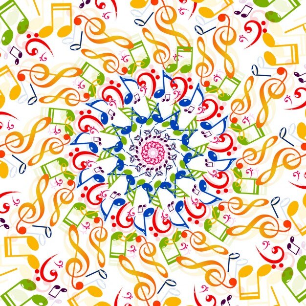 Vector Gratis latar belakang not musik berwarna-warni
