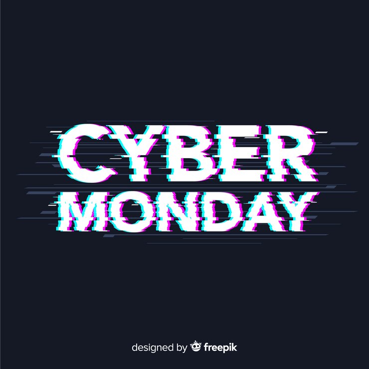 Vector Gratis latar belakang obral cyber monday dengan efek gangguan