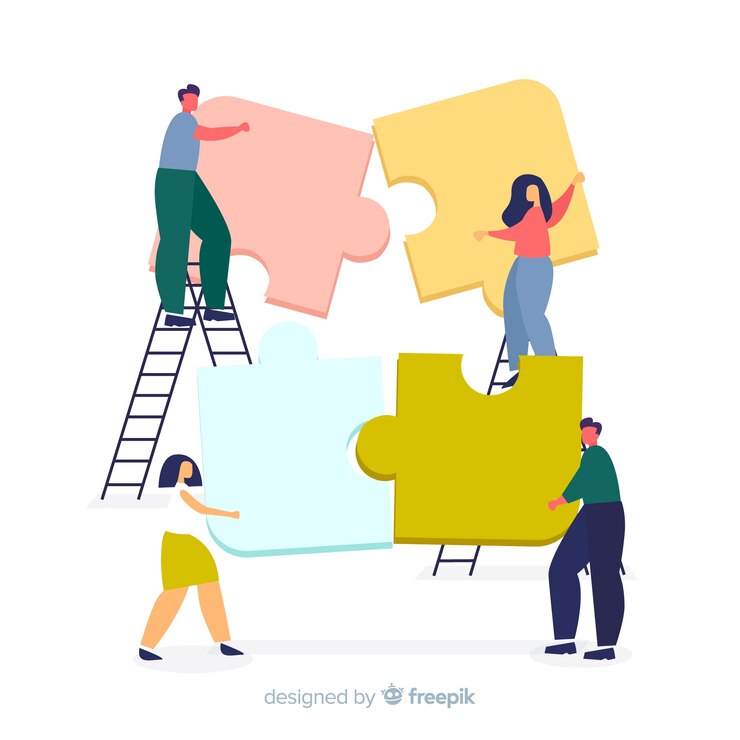 Vector Gratis latar belakang orang menghubungkan potongan puzzle