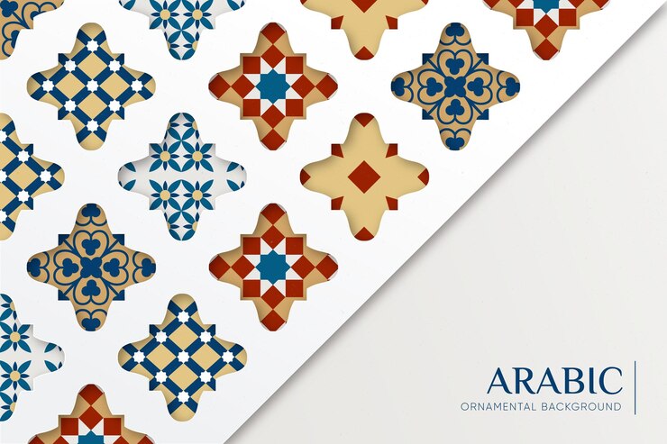 Vector Gratis latar belakang ornamen arab dalam gaya kertas