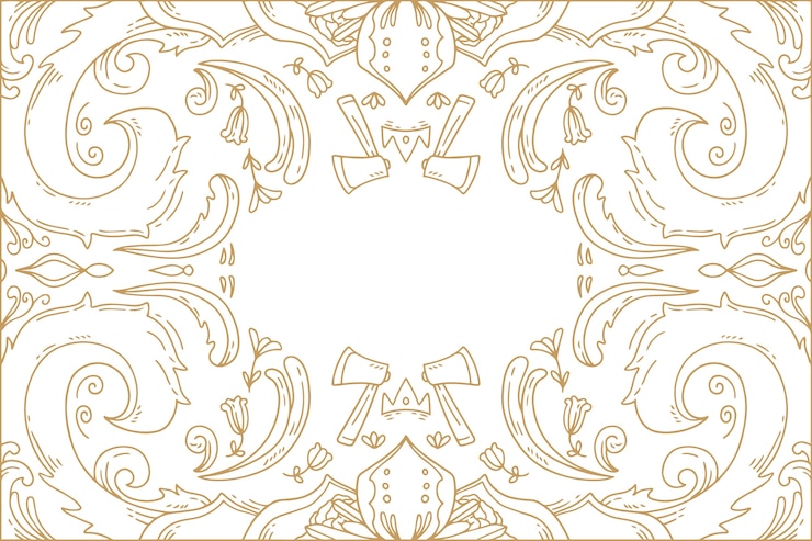 Vector Gratis latar belakang ornamen ukiran digambar tangan
