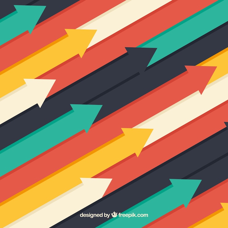 Vector Gratis latar belakang panah warna-warni desain datar