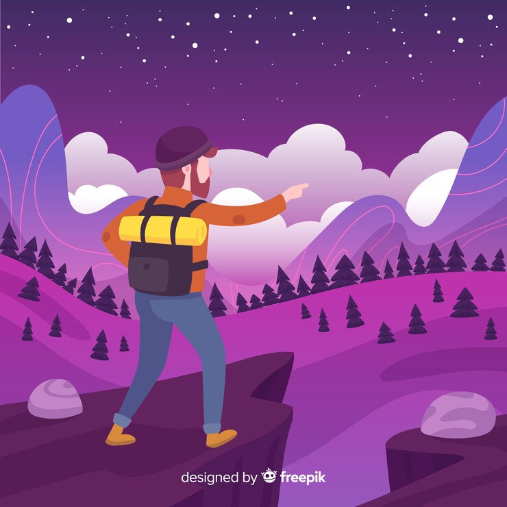 Vector Gratis latar belakang penjelajah dengan ransel