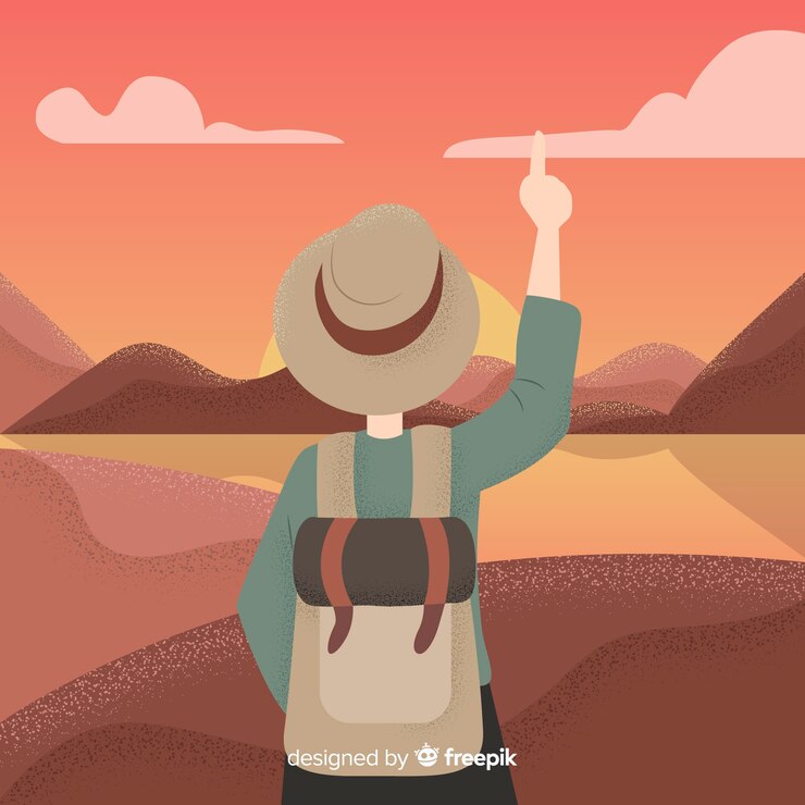 Vector Gratis latar belakang penjelajah dengan ransel