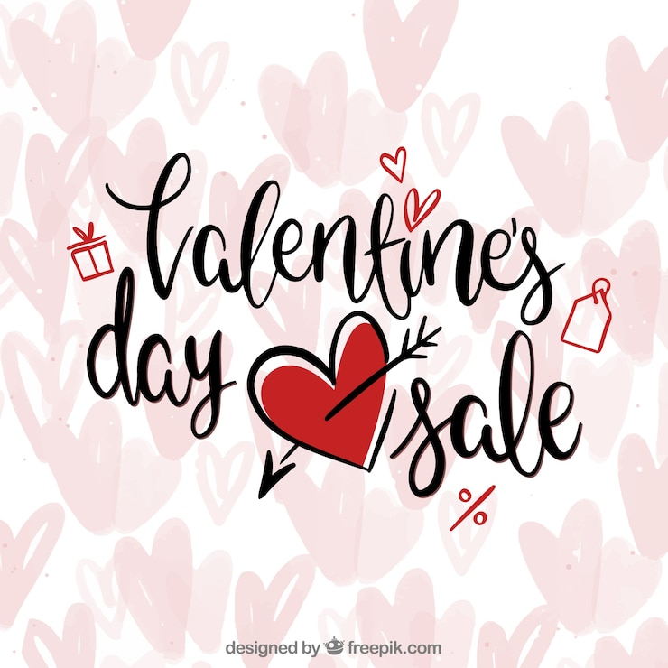 Vector Gratis latar belakang penjualan hari valentine yang digambar tangan