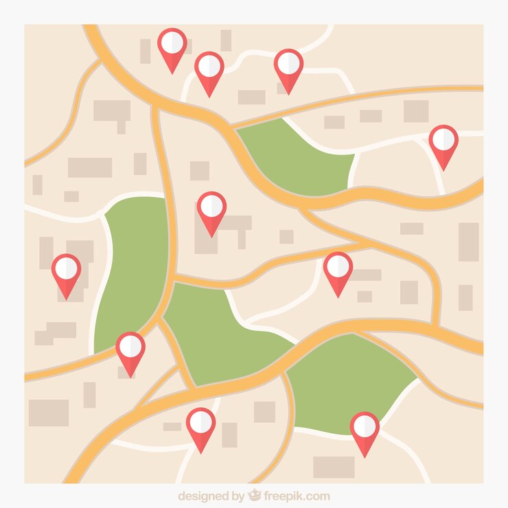 Vector Gratis latar belakang peta jalan dengan penunjuk
