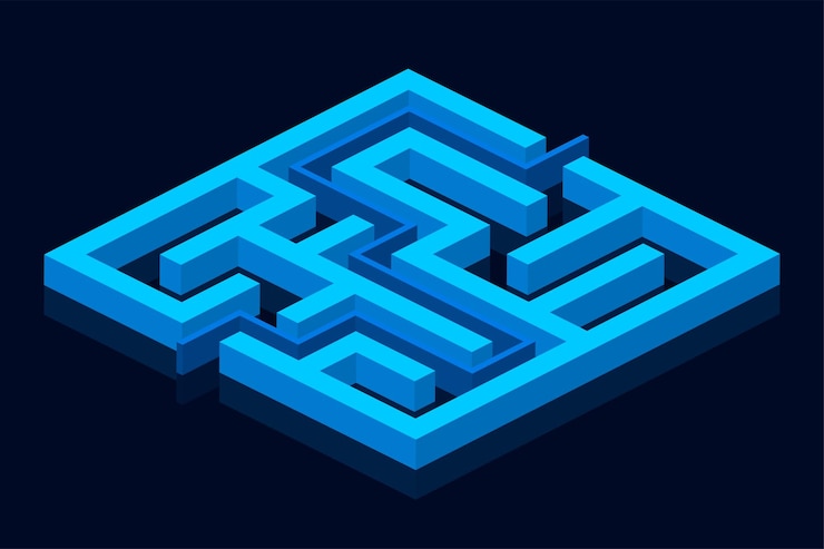 Vector Gratis latar belakang pola puzzle labirin gaya 3d temukan jalur yang tepat