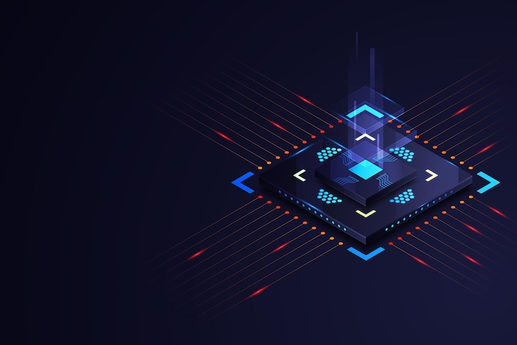 Vector Gratis latar belakang prosesor microchip realistis