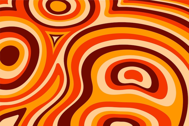 Vector Gratis latar belakang psikedelik groovy warna-warni digambar tangan