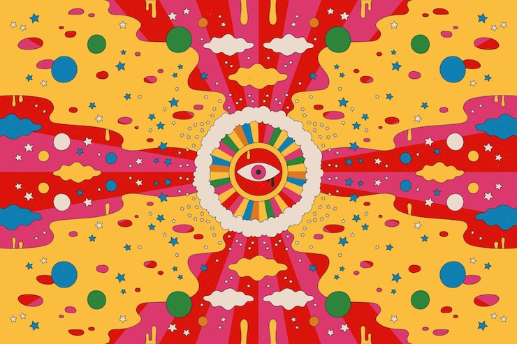Vector Gratis latar belakang psychedelic groovy