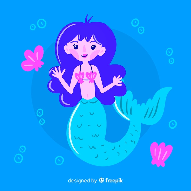 Vector Gratis latar belakang putri duyung digambar tangan