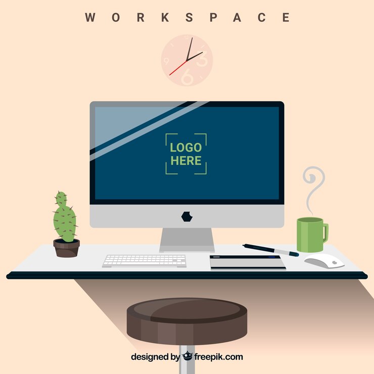 Vector Gratis latar belakang ruang kerja elegan